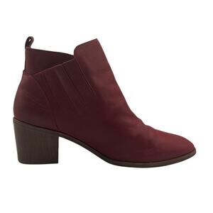 Charlotte Stone Kari Burgundy Oxblood Leather Ankle Boots 70s Style Size 10